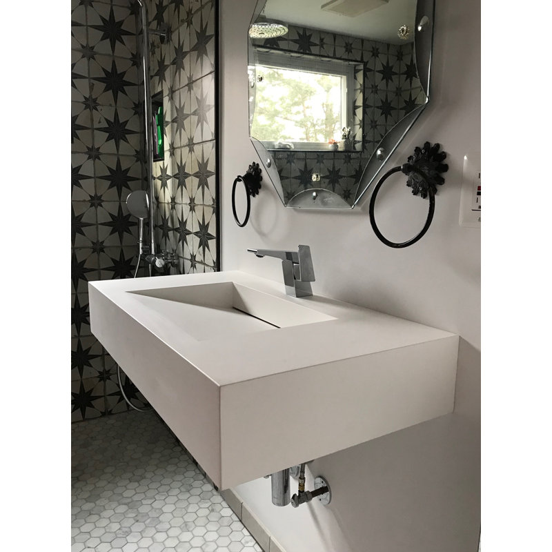 Orren Ellis Boyter Stone Rectangular Wall Mount Bathroom Sink 35.4 L x